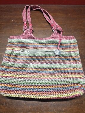 The Sak Multicolor Crochet Tote Bag - Pink Accents